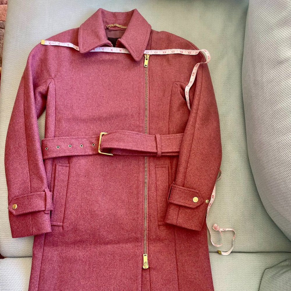 J. Crew Melton wool coat in Mauve Belt zip up size-00